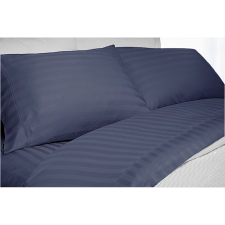 Elle Bamboo Super Soft 300TC Striped Sheet Set (4pc), Cobalt, Full EL660028